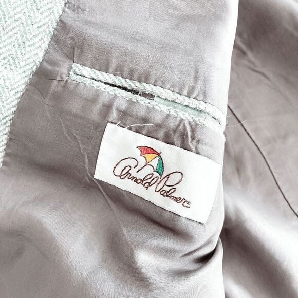 Arnold Palmer Mens Tweed Wool Herringbone Sport Coat Blazer Jacket Green Size 42 - Picture 5 of 12